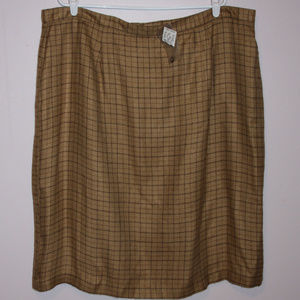 NWOT Ashley Stewart 26 Brown Plaid Skirt